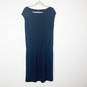 Talbots Women's L Black Cap Sleeve Drop Waist Maxi Length Dress Basic Minimalist